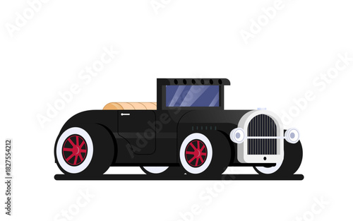 Flat vector retro car isolated on color background