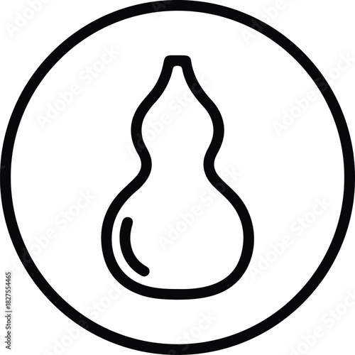 Silhouette Calabash gourd icon in a circle outline vector Illustrator