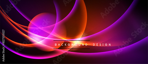 Abstract vibrant waves, flowing curves. Bright magenta, orange hues dominate dark background. Modern design element, dynamic energy.