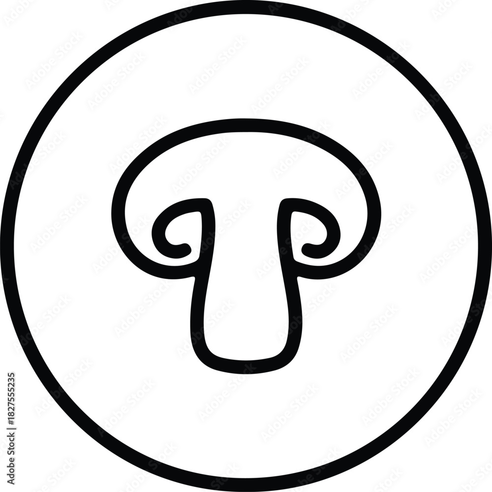 Obraz premium Silhouette Mushroom fungus healthy organic vegetable outline circle vector Illustrator