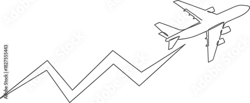 Geometric One Line Airplane Path with Angular Turns.