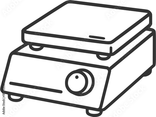 Minimal Laboratory Hotplate Stirrer Icon - Outline Style