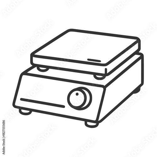 Minimal Laboratory Hotplate Stirrer Icon - Outline Style
