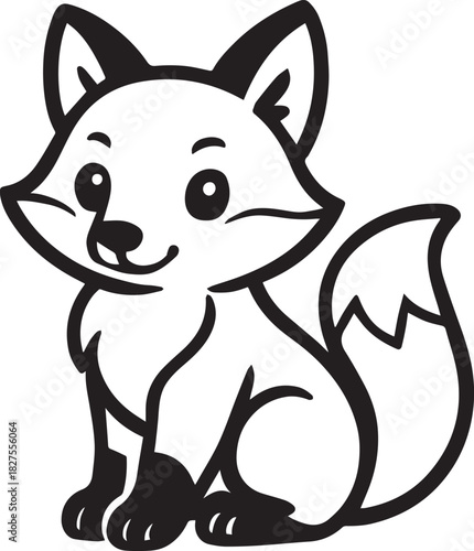 An adorable cartoon fox with a smiling expression, rendered in a simple and charming style, ready to brighten any design.