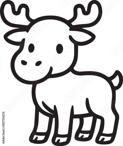 A charming cartoon moose with adorable design that stands out, perfect for kids.