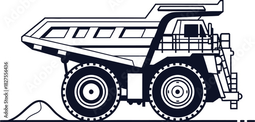 Silhouette of a Large Mining Dump Truck with a Pile of Dirt mining truck heavy haul truck