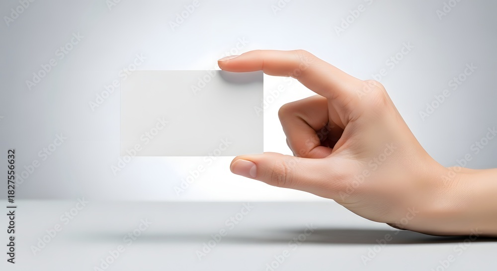 Obraz premium Hand holding blank white card for custom message or branding