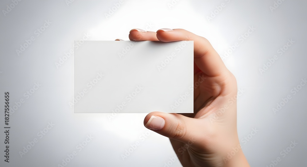 Obraz premium Hand holding a blank white card for customization