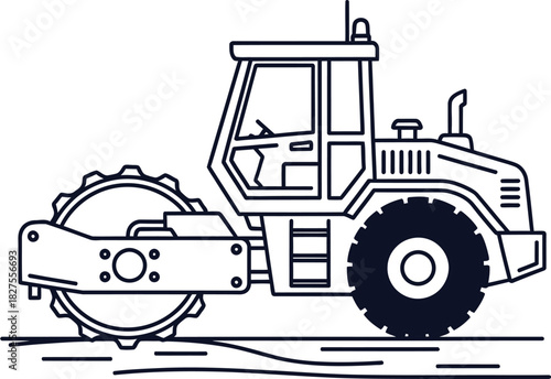 Silhouette of a Road Roller Compactor Machine on a White Background steamroller construction vehicle
