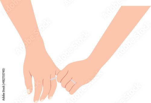Close-up of a couple holding hands wearing wedding rings