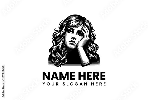 Vector Illustration of a Contemplative Woman for a Creative Logo Design