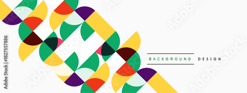 Abstract geometric pattern. Colorful overlapping shapes create dynamic visual effect. Clean design suitable for backgrounds, presentations.