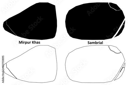 Mirpur Khas and Sambrial city (Islamic Republic of Pakistan) map vector illustration, scribble sketch map