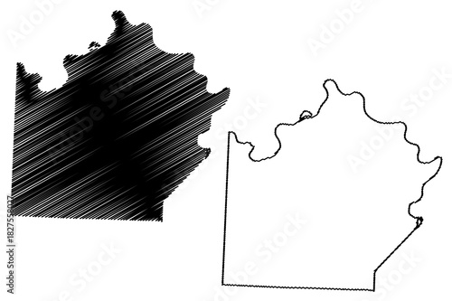 Saline County, Missouri (U.S. county, United States of America, USA, U.S., US) map vector illustration, scribble sketch Saline map