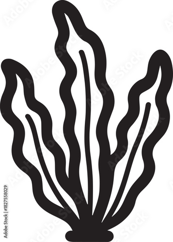 A delicate illustration of an aquatic plant, its wavy leaves swaying gracefully, against an uncluttered backdrop. The artwork showcases the elegance of botanical forms.