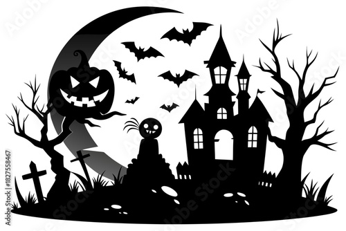 helloween sihouette black vector white background
