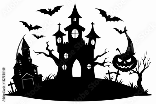 helloween sihouette black vector white background