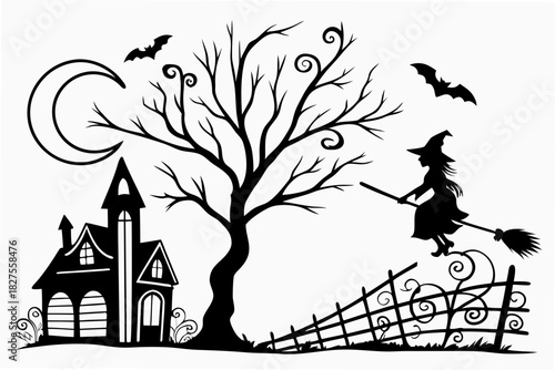 helloween sihouette black vector white background