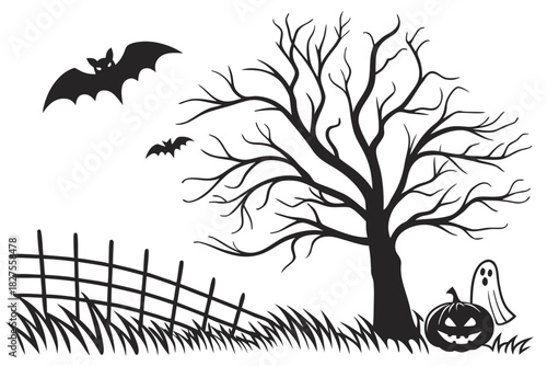 helloween sihouette black vector white background