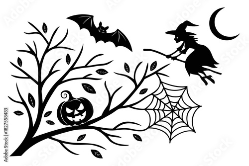 helloween sihouette black vector white background