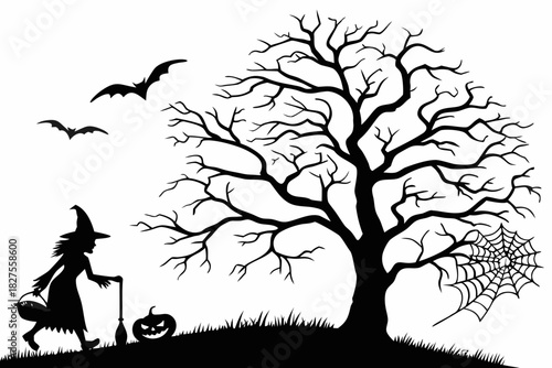 helloween sihouette black vector white background