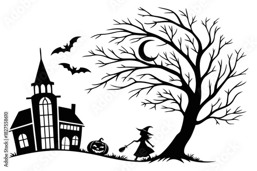 helloween sihouette black vector white background