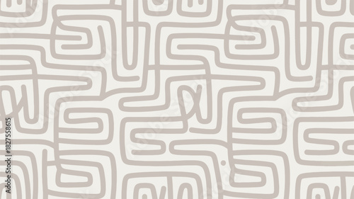Seamless abstract pattern of thick, light gray mazelike lines