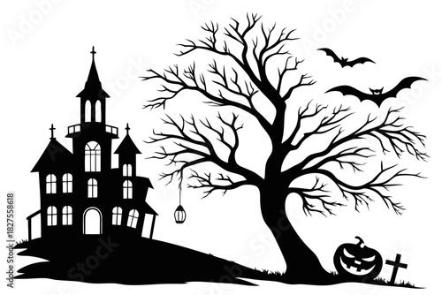 helloween sihouette black vector white background