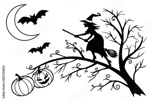 helloween sihouette black vector white background
