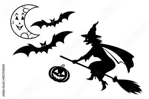 helloween sihouette black vector white background