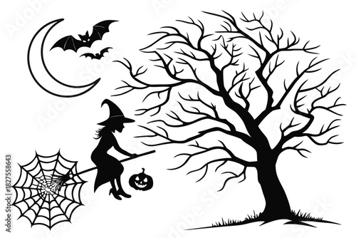helloween sihouette black vector white background