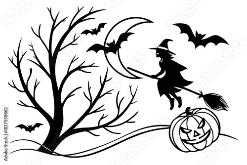 helloween sihouette black vector white background