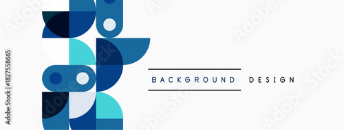 Abstract geometric shapes, blue tones, white background. Modern design element for presentations, websites. Minimalist style.