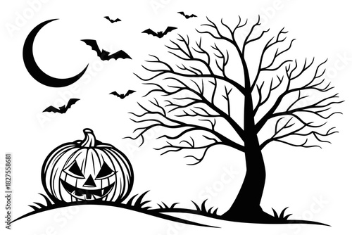 helloween sihouette black vector white background