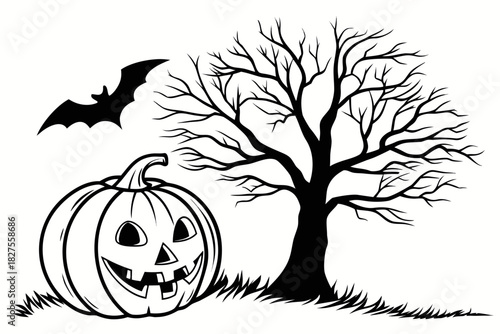 helloween sihouette black vector white background
