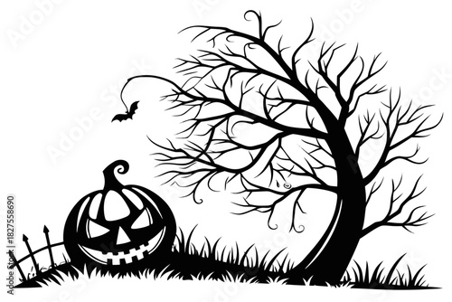 helloween sihouette black vector white background