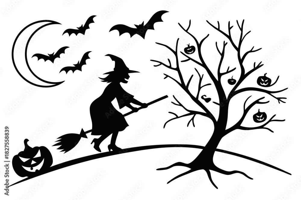 Fototapeta premium helloween sihouette black vector white background