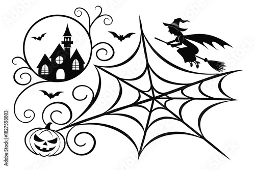 helloween sihouette black vector white background