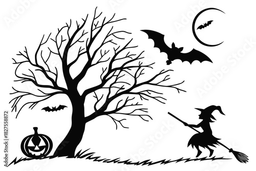 helloween sihouette black vector white background