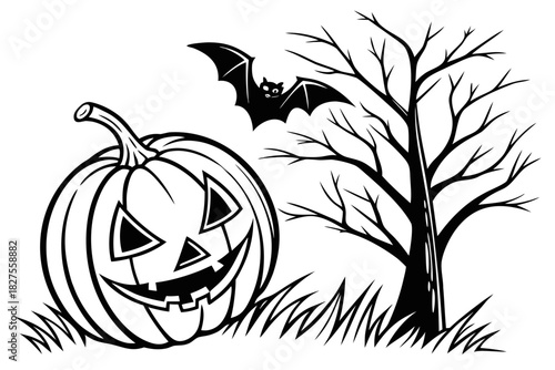 helloween sihouette black vector white background