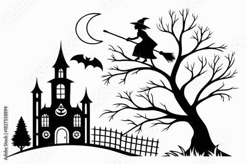 helloween sihouette black vector white background
