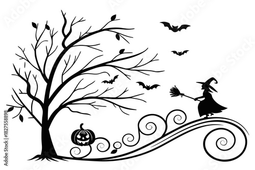 helloween sihouette black vector white background