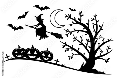 helloween sihouette black vector white background