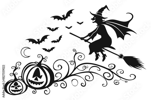 helloween sihouette black vector white background