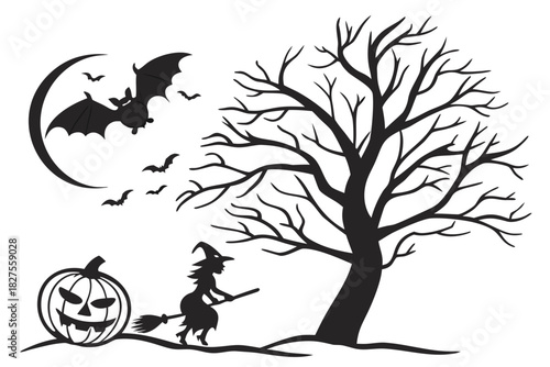 helloween sihouette black vector white background