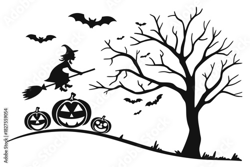 helloween sihouette black vector white background