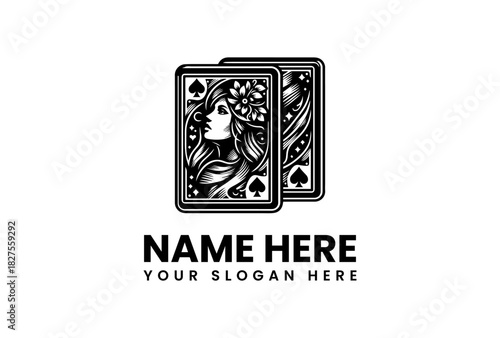 Elegant Queen of Spades Playing Card Logo Vector Illustration for Casino and Gaming Brands