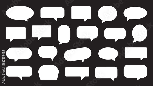 Collection of various white speech bubble shapes on a