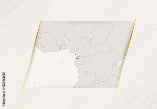 Equatorial Guinea Country Map Featuring National Flag Colors.