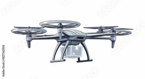 Drone with camera, modern unmanned aerial vehicle